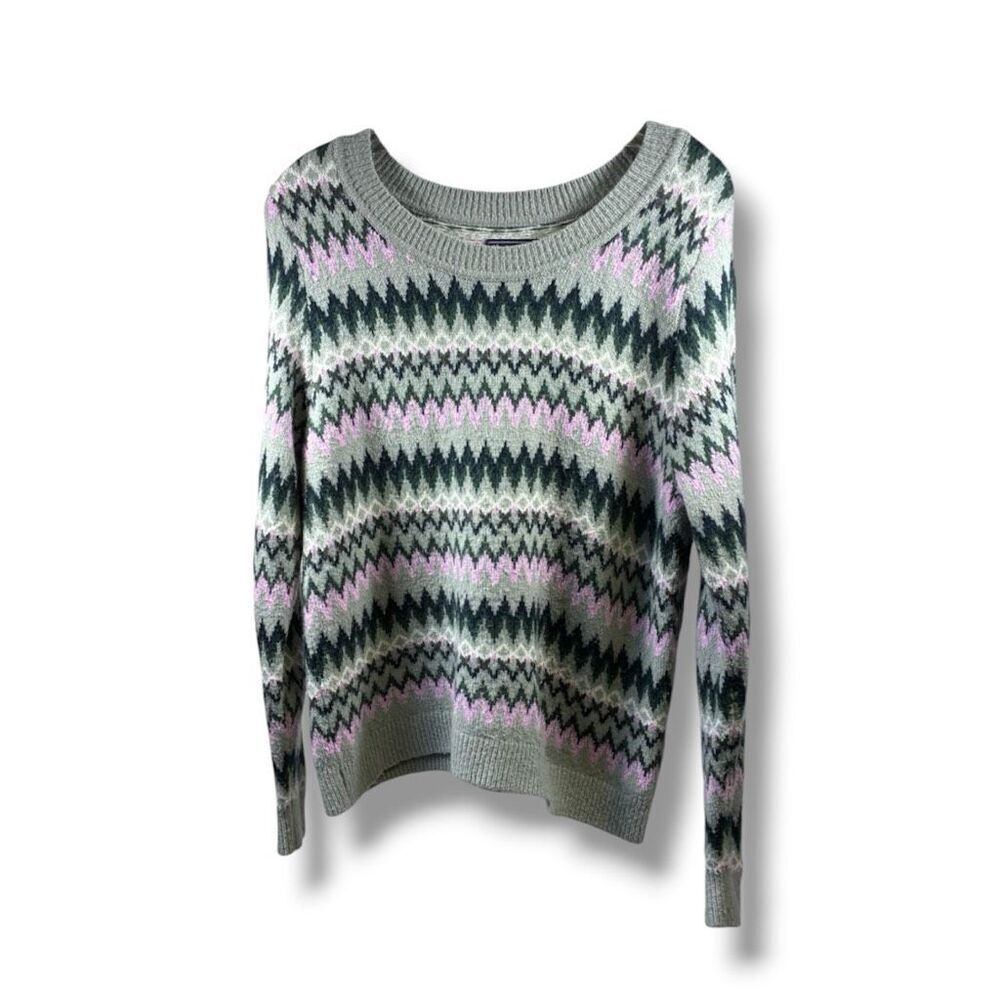 Abercrombie & Fitch Fair Isle Crewneck Sweater in Gray Size L